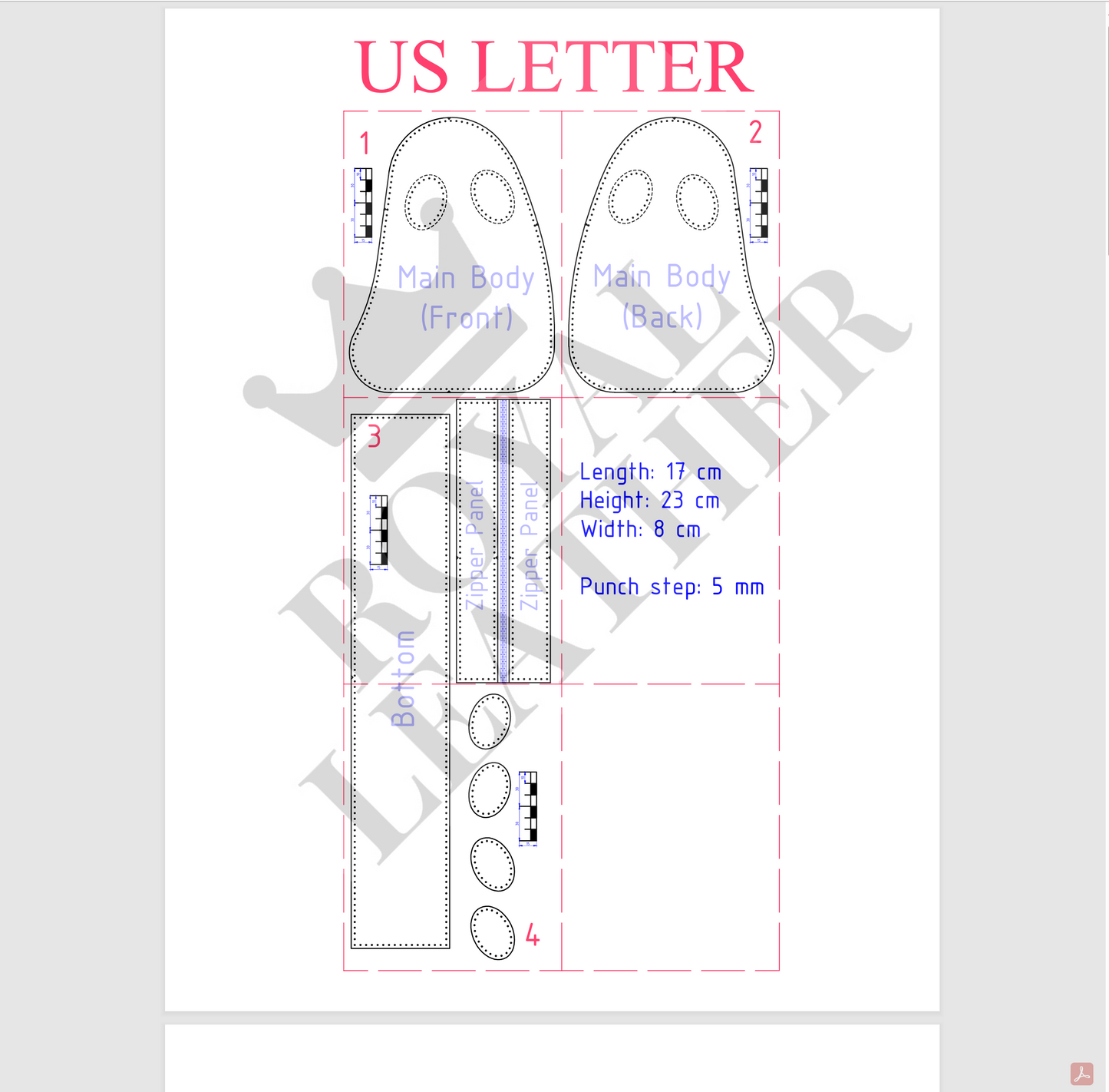 PDF and DXF Pattern Halloween Ghost Shoulder Crossbody Bag Template Digital PDF pattern - Royal Leather Patterns