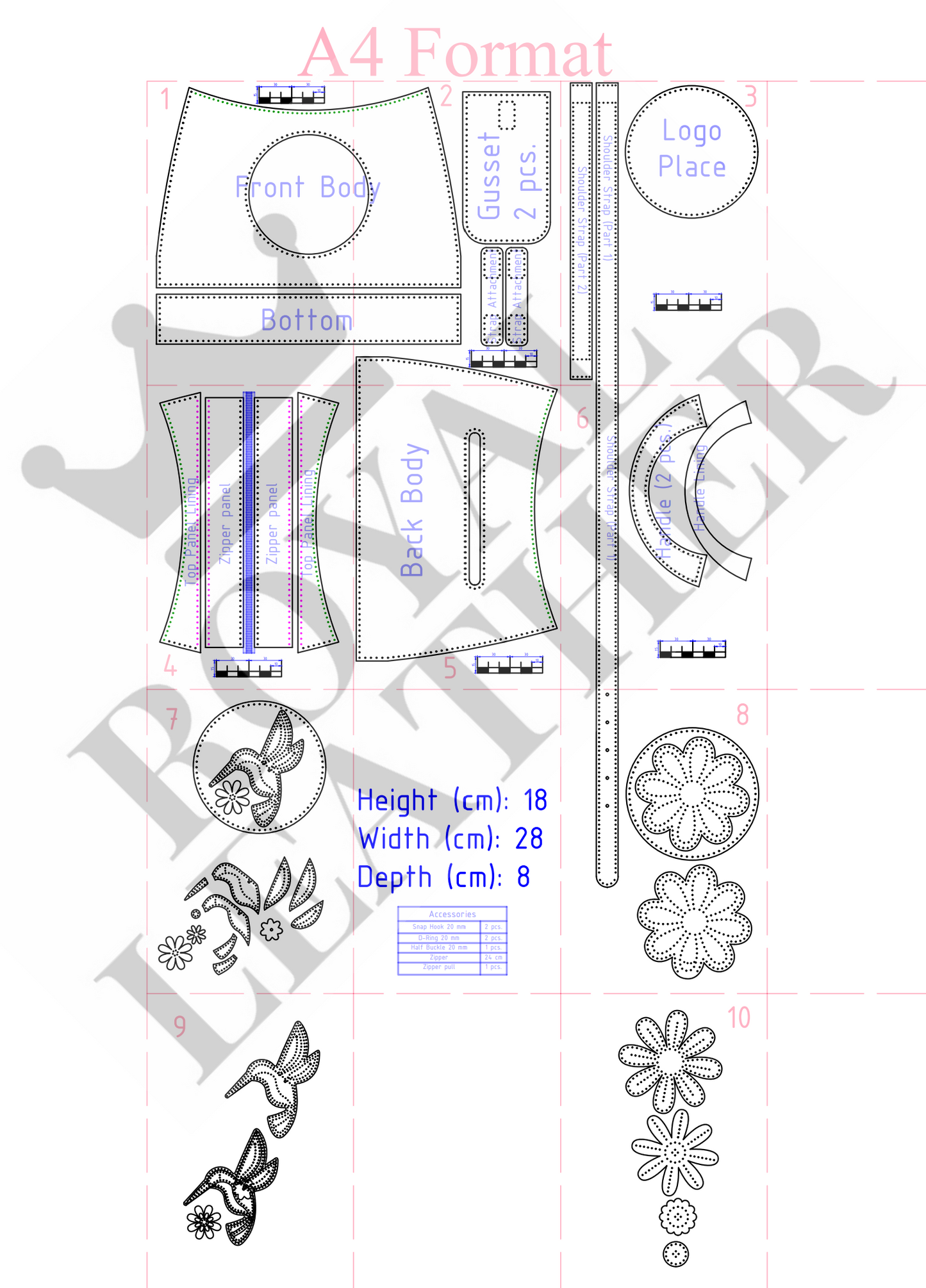 PDF Pattern Crossbody Shoulder Bag Template