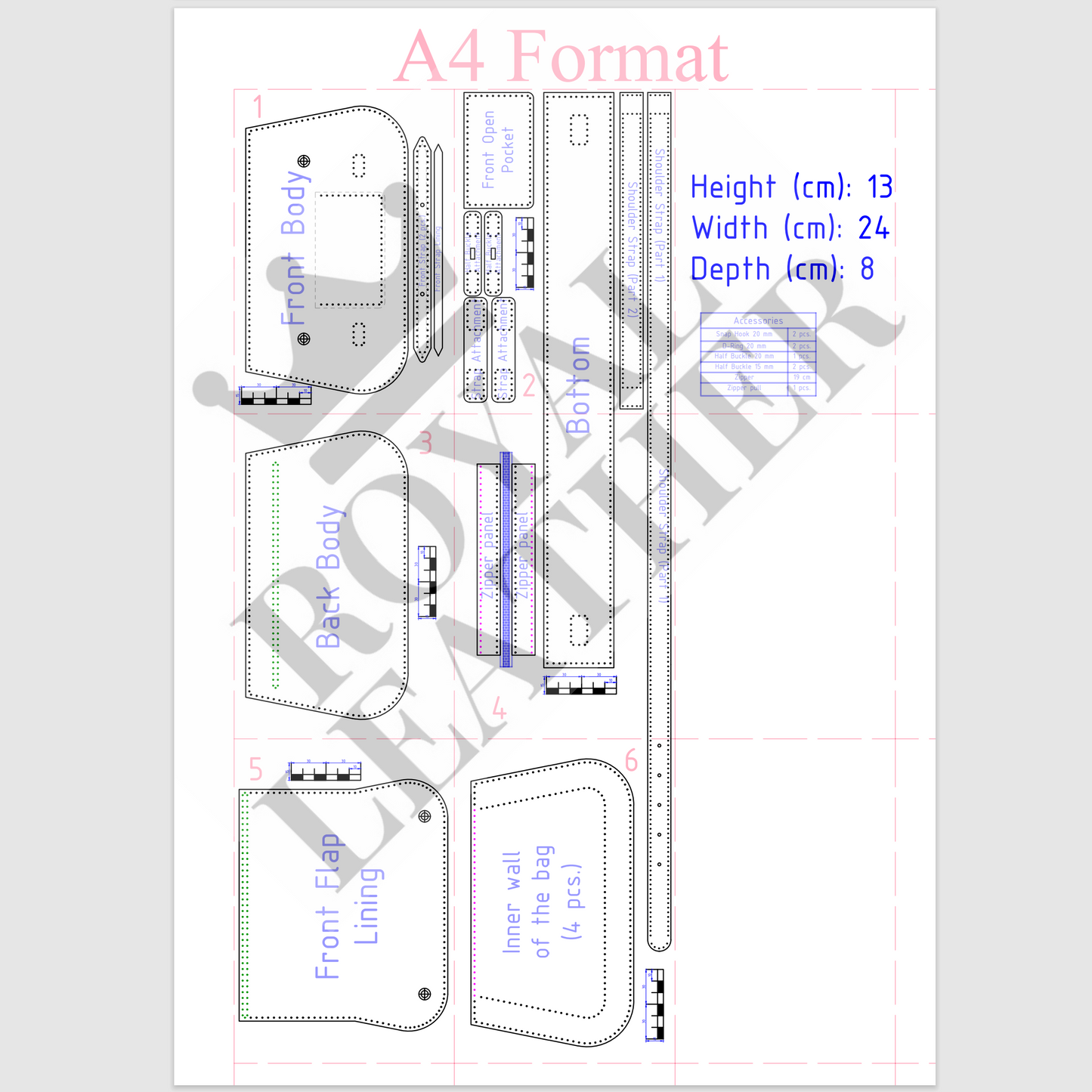 PDF Pattern Crossbody Flap Bag Template Pockets leather Boso bag Template Top Handle Bag Female leather bag Pattern DIY leathercraft Bag