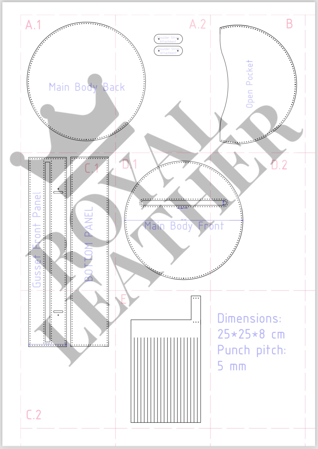 PDF Pattern Round Circle Crossbody Bag Template