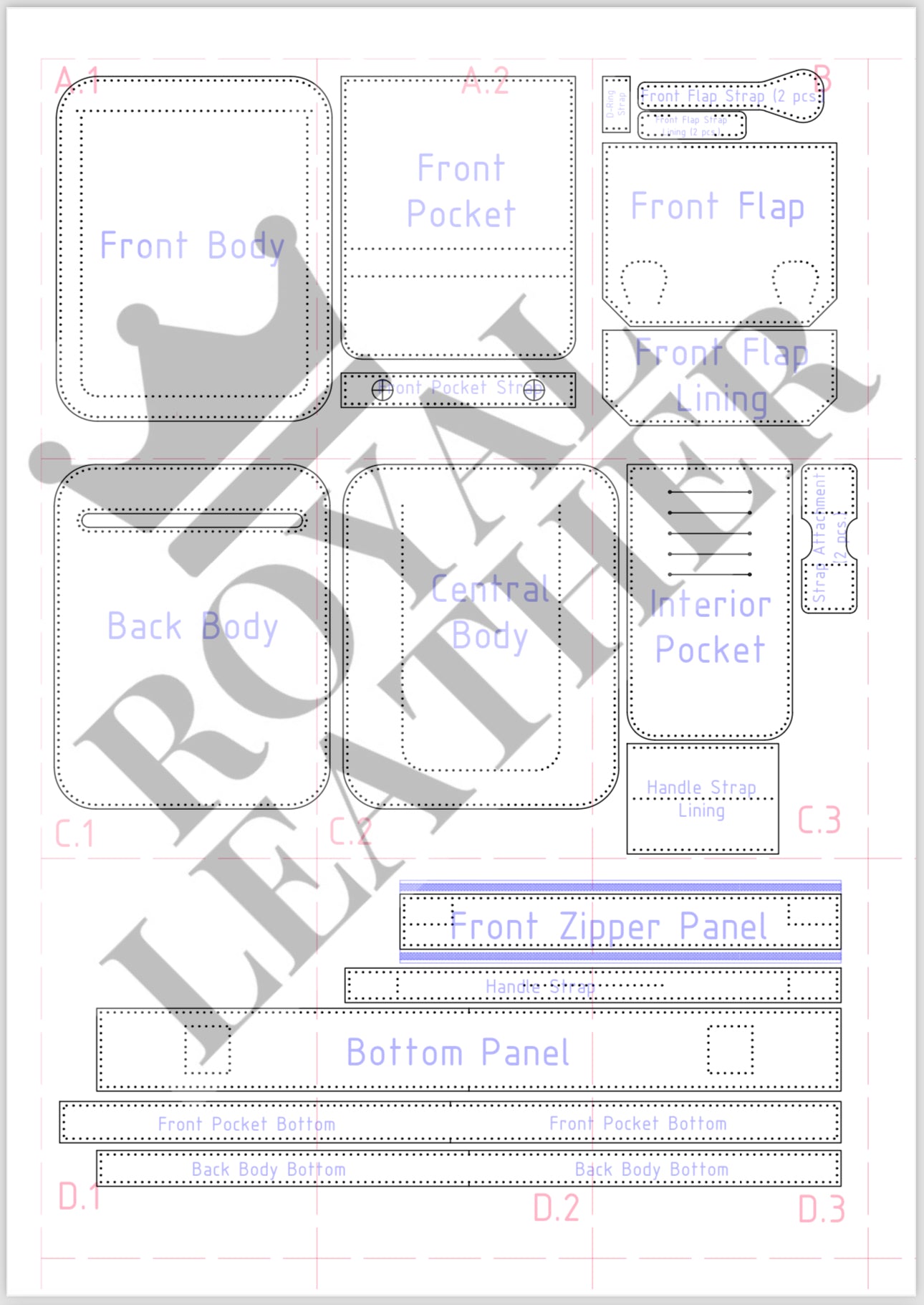 PDF Pattern Business Crossbody Handbag Template