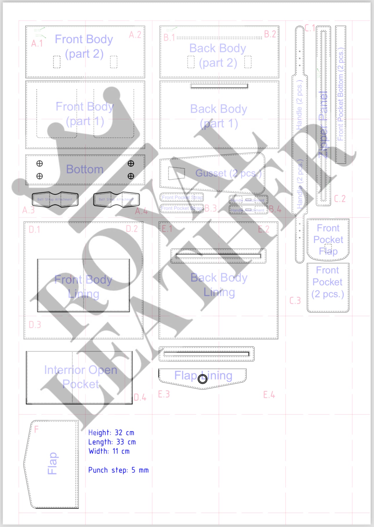 PDF Pattern Crossbody Shoulder Messenger Gym Travel Bag