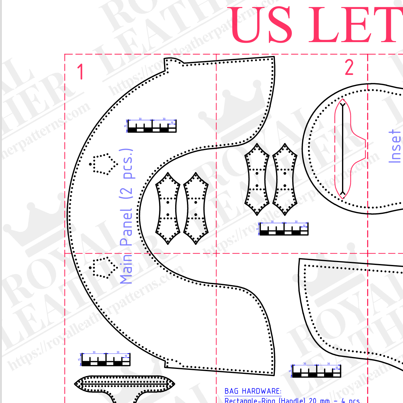 PDF & DXF Leather Tophandle Tote Bag Pattern | Laser Cut Template