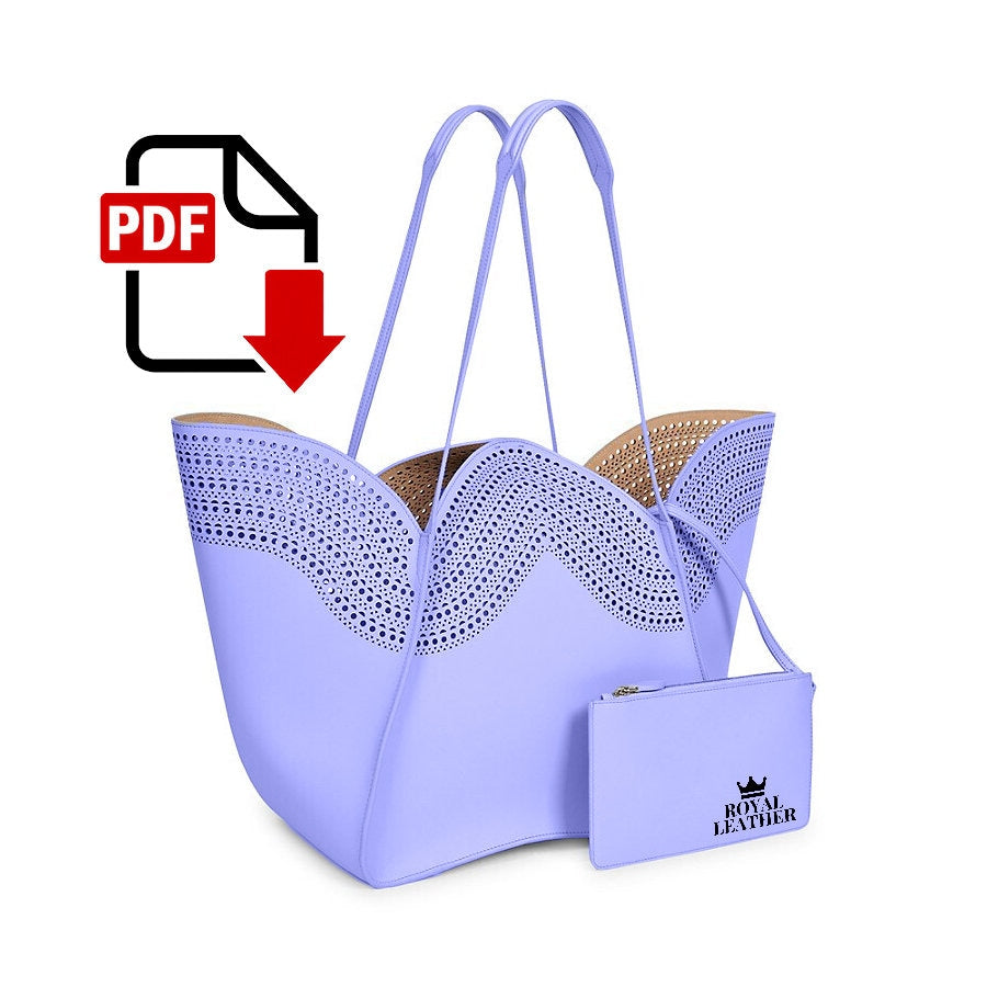 PDF Pattern Tote Perforated Bag Template with Pouch