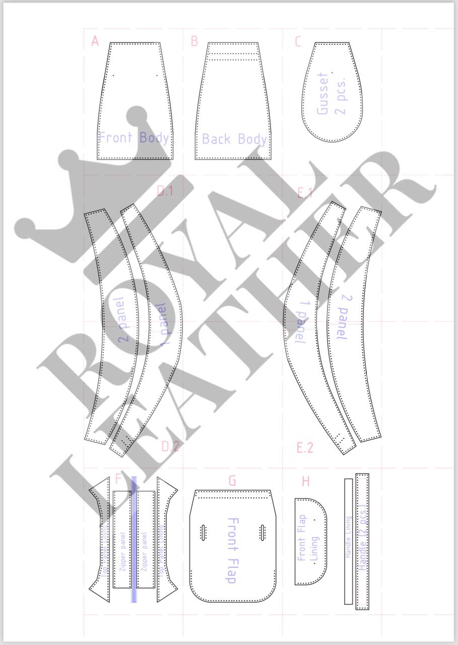 PDF Pattern Fashion Flap Shoulder Bag Template