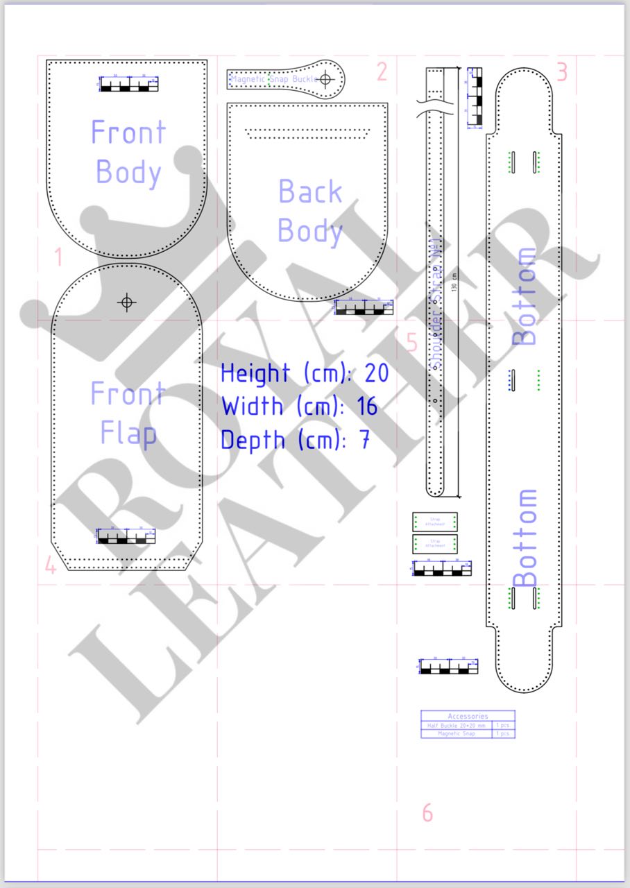 PDF Pattern Crossbody Shoulder Flap Bag Template